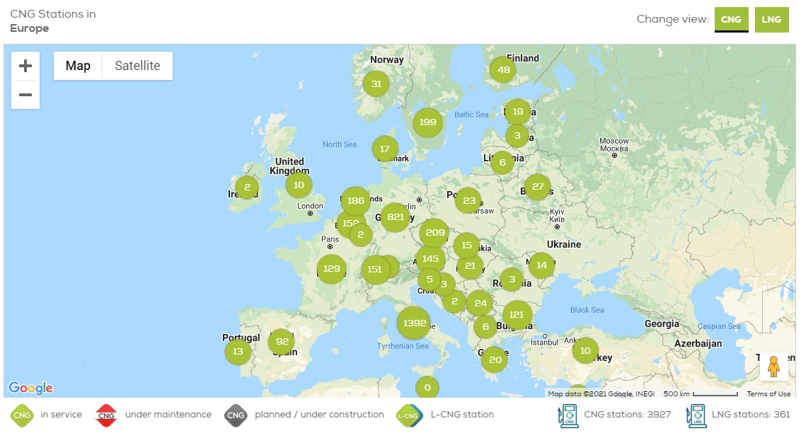 Stacje CNG w Niemczech mapa