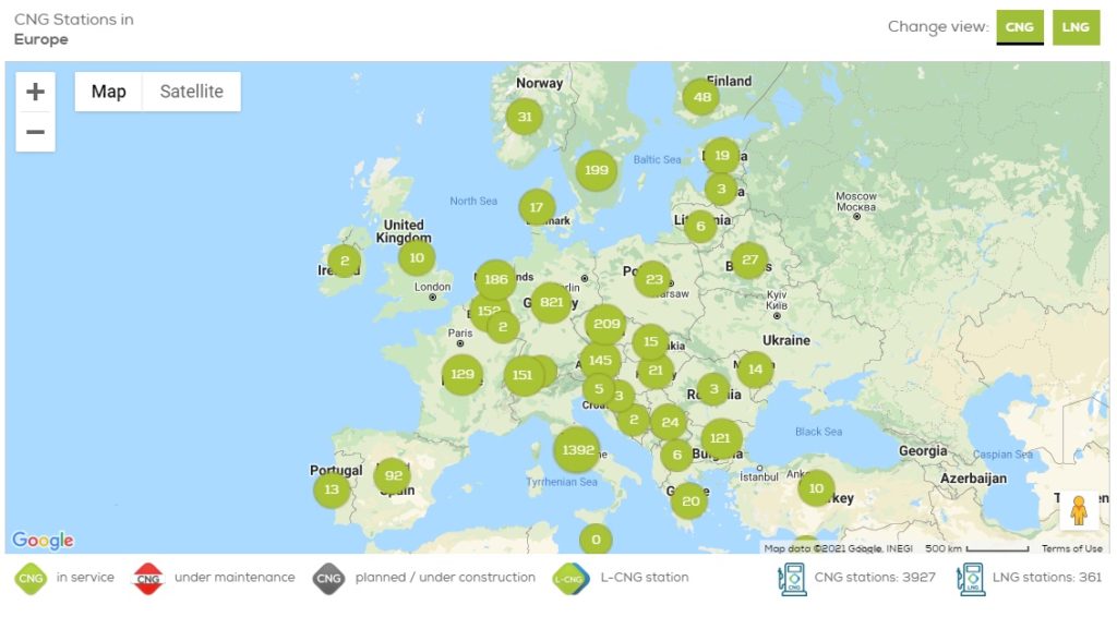 mapa stacji cng w europie